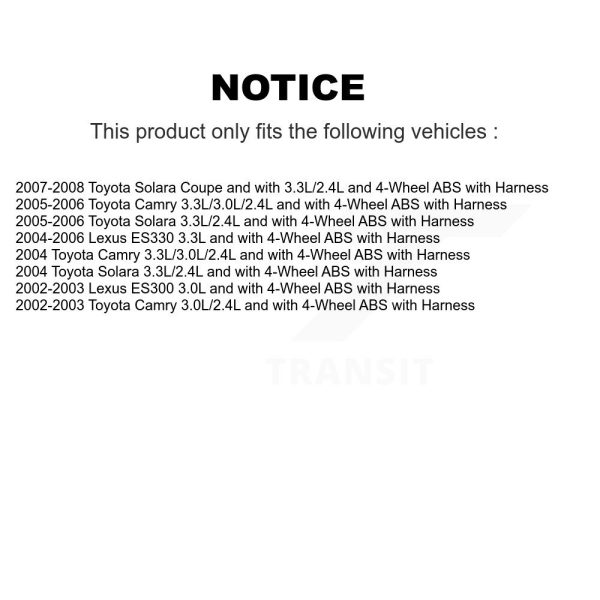 [Front Right] ABS Wheel Speed Sensor SEN-2ABS0144 For Toyota Camry Lexus Solara - Image 2