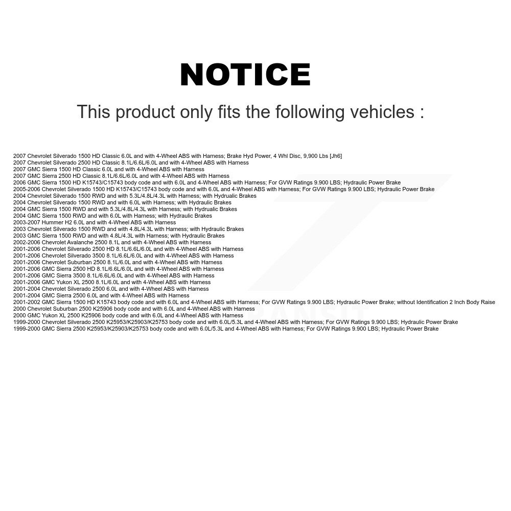 ABS Wheel Speed Sensor SEN-2ABS0286 For Chevrolet GMC Sierra 2500 HD 1500 H2 - Image 2