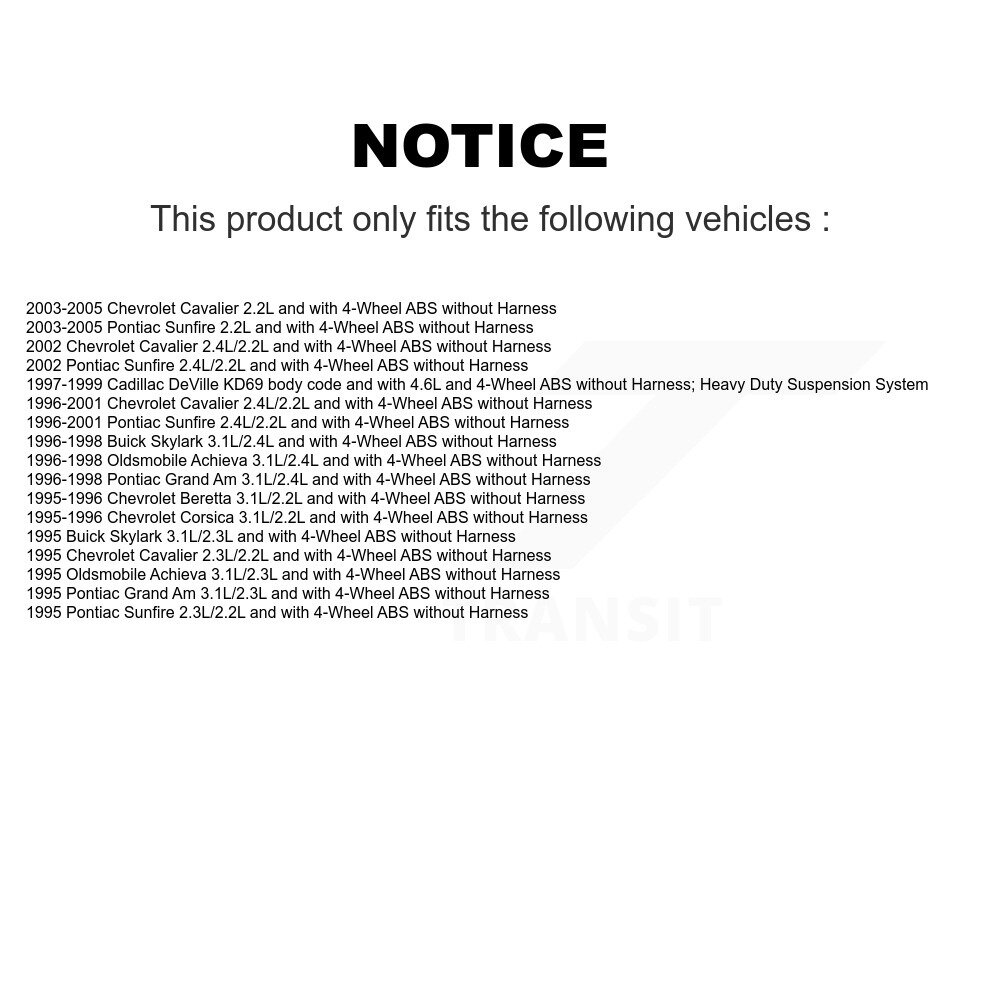 ABS Wheel Speed Sensor SEN-2ABS0287 For Chevrolet Cavalier Pontiac Sunfire Am - Image 2