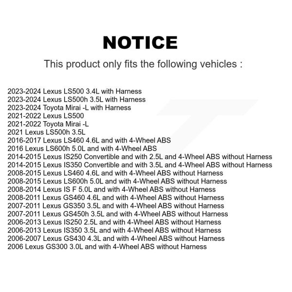 [Rear Right] ABS Wheel Speed Sensor SEN-2ABS0307 For Lexus IS250 IS350 LS460 IS - Image 2