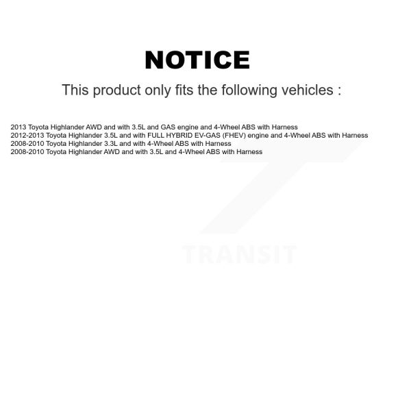 [Rear Left] ABS Wheel Speed Sensor SEN-2ABS0315 For Toyota Highlander - Image 2