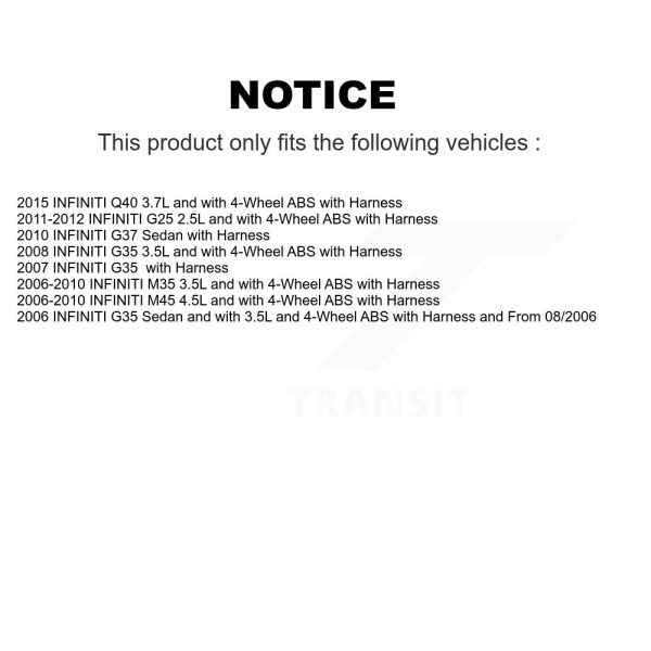 [Rear] ABS Wheel Speed Sensor SEN-2ABS0330 For INFINITI G35 G37 M35 G25 M45 Q40 - Image 2