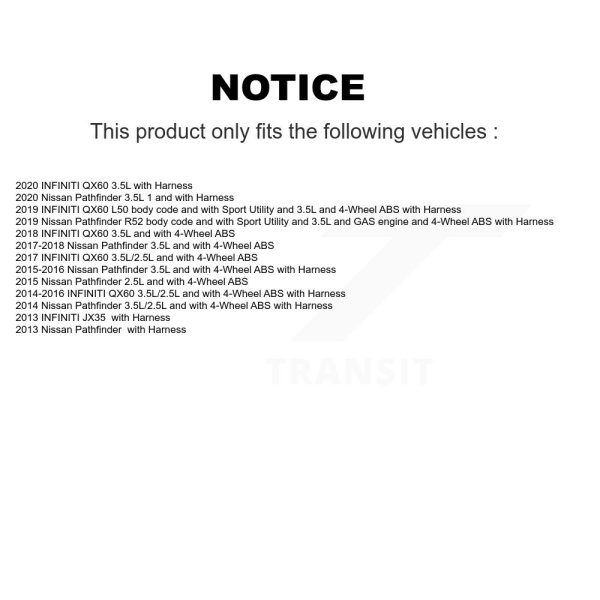 [Rear Left] ABS Wheel Speed Sensor SEN-2ABS0947 For Nissan Pathfinder INFINITI - Image 2