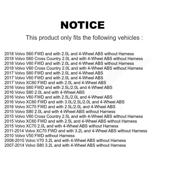 [Rear] ABS Wheel Speed Sensor SEN-2ABS1892 For Volvo XC60 XC70 S80 S60 V60 Cross - Image 2