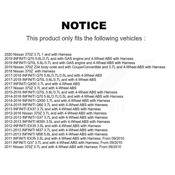 [Rear Left] ABS Wheel Speed Sensor SEN-2ABS2559 For INFINITI QX50 G37 Nissan M37 - Image 2