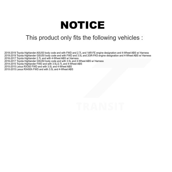 [Rear] ABS Wheel Speed Sensor Wiring Harness SEN-2ABS2627 For Toyota Highlander - Image 2