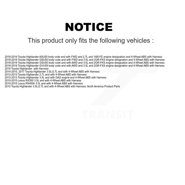 [Front Left] ABS Wheel Speed Sensor SEN-2ABS2703 For Toyota Highlander Lexus - Image 2