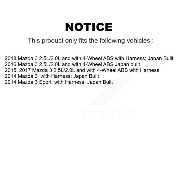 [Front] ABS Wheel Speed Sensor SEN-2ABS3011 For Mazda 3 Sport - Image 2