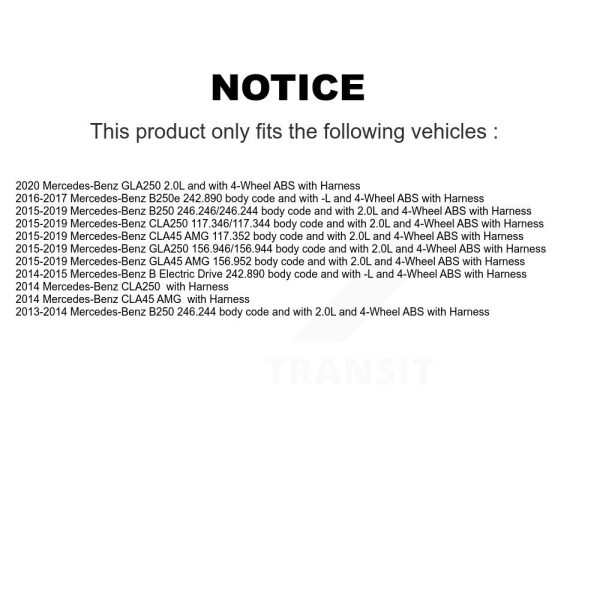 [Front] ABS Wheel Speed Sensor SEN-2ABS3030 For Mercedes-Benz GLA250 CLA250 B250 - Image 2