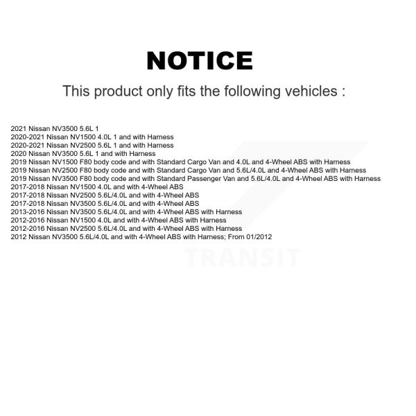 [Rear Left] ABS Wheel Speed Sensor SEN-2ABS3200 For Nissan NV2500 NV3500 NV1500 - Image 2