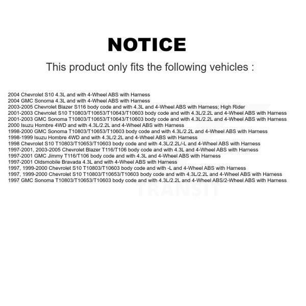 [Front] ABS Wheel Speed Sensor SEN-2ABS3311 For Chevrolet GMC Blazer S10 Sonoma - Image 2