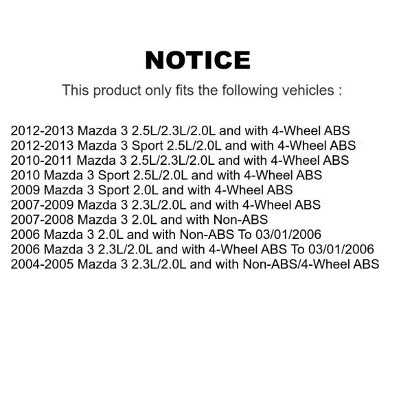 [Front] ABS Wheel Speed Sensor Wiring Harness SEN-2ABS5074 For Mazda 3 Sport - Image 2
