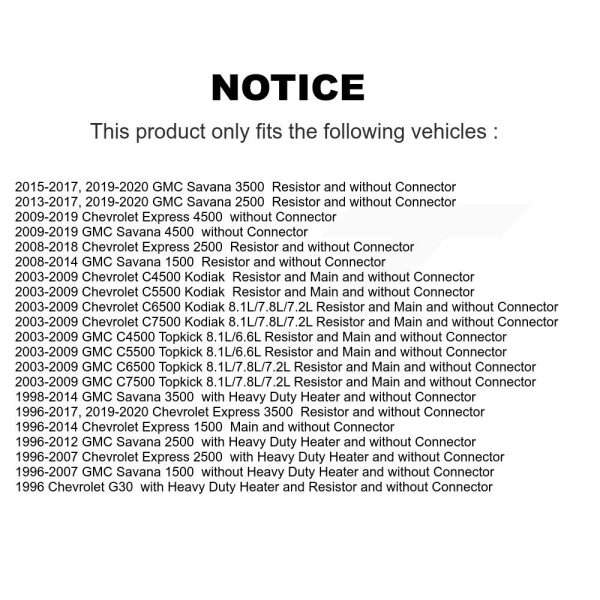 HVAC Blower Motor Resistor SEN-2BMR0100 For Chevrolet GMC Savana 2500 Express - Image 2
