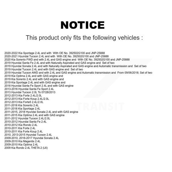Ignition Knock (Detonation) Sensor SEN-2KNC0104 For Hyundai Kia Sorento Santa - Image 2