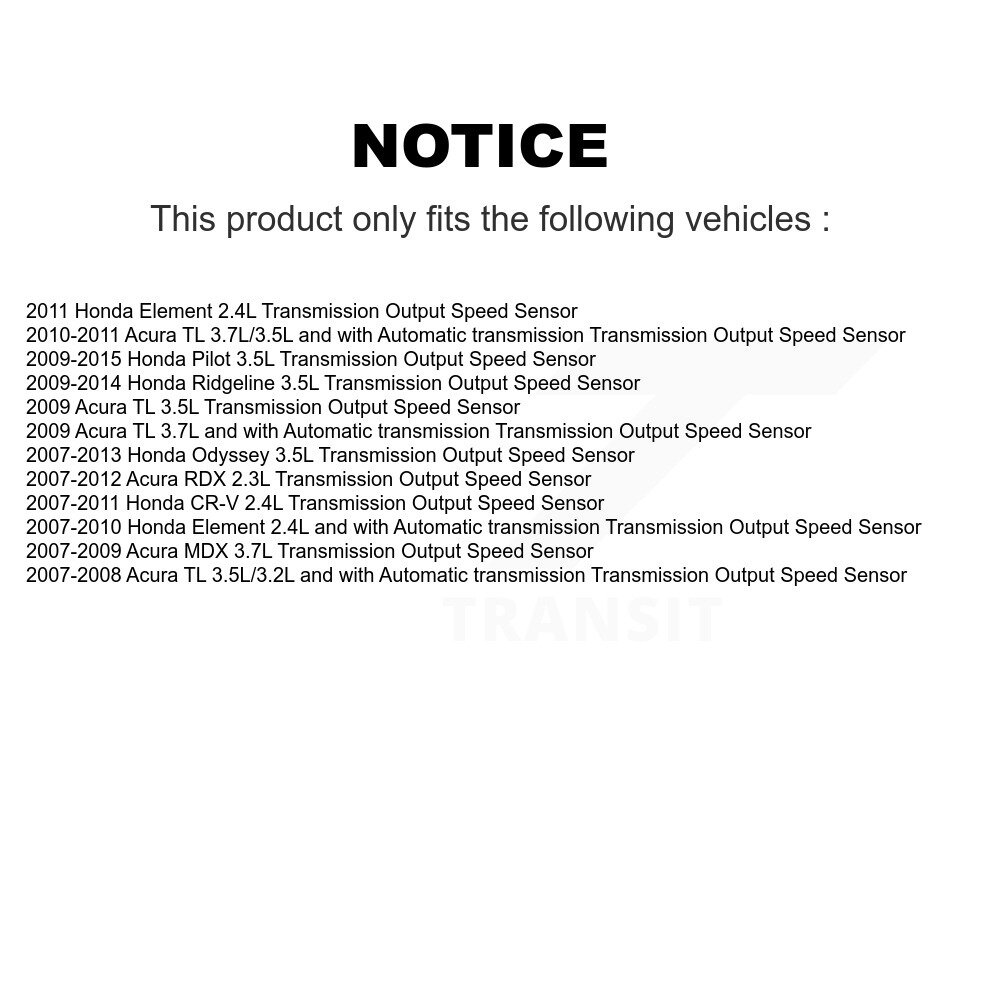 Vehicle Speed Sensor SEN-2VSS0074 For Honda CR-V Odyssey Acura Pilot RDX MDX - Image 2