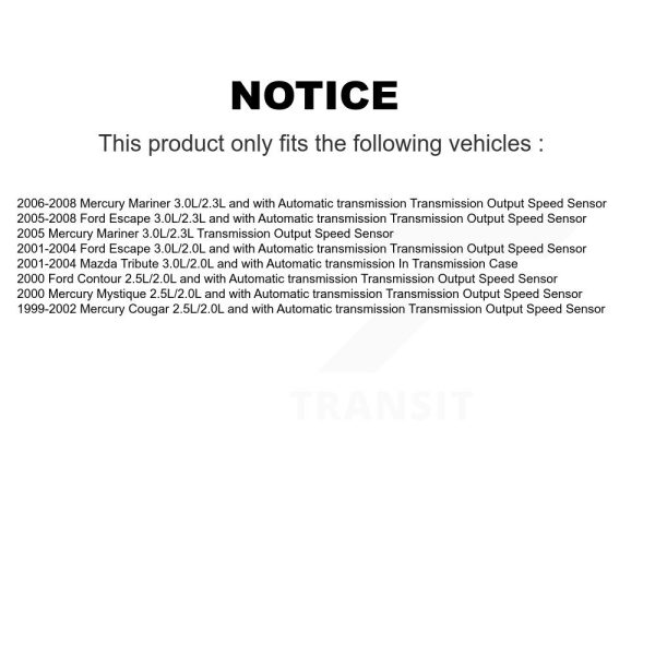 Vehicle Speed Sensor SEN-2VSS0102 For Ford Escape Mazda Tribute Mercury - Image 2